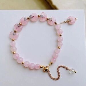 - - Wish Bracelet Natural Rose Quartz& Moonstone Bracelet